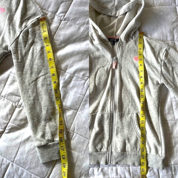 George Pink Heart Heather Grey Zip Up Hoodie Size Large (10-12) - Picture 15 of 15